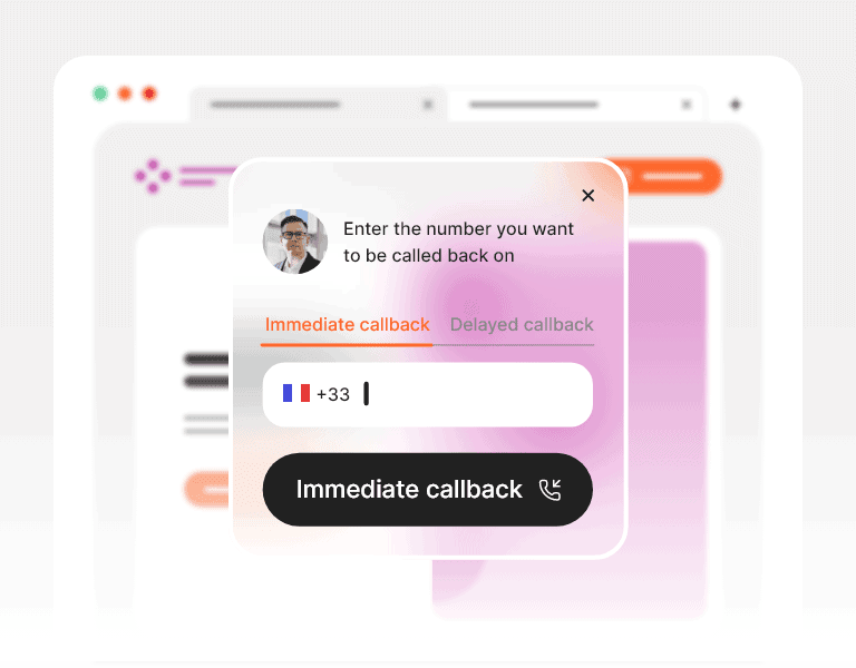 Interface de gestion des appels clients avec option de rappel immédiat ou différé.