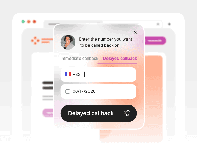 Interface de gestion des appels clients avec option de rappel différé.
